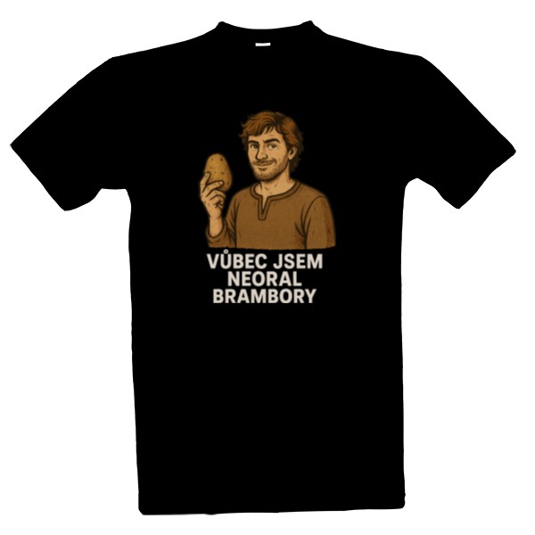 Tričko s potiskem Přemysl Oráč - neoral brambory - černé