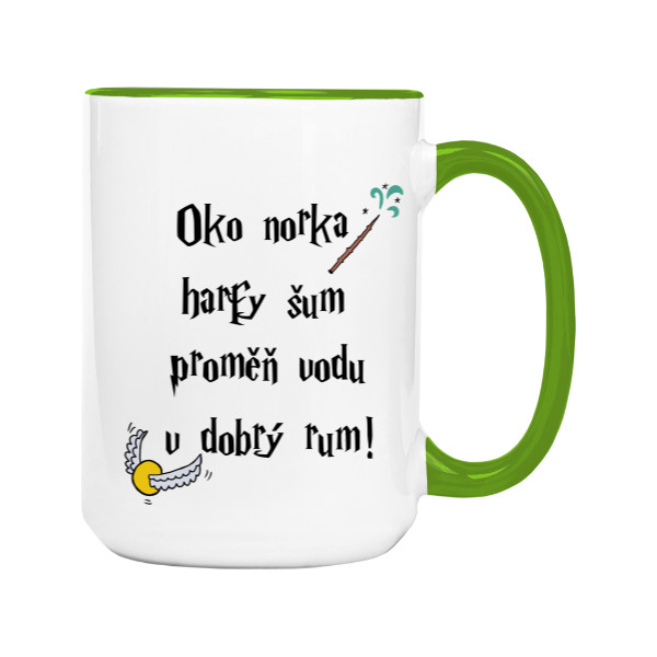 Hrnek velký barevný s potiskem Proměň vodu v dobrý rum!